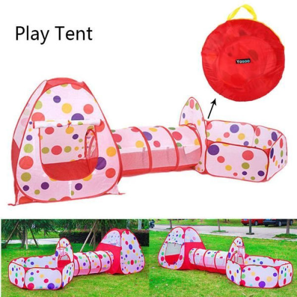 BEL 3 i 1 Pop Up-lektält med tunnel, hopfällbar bollgrop för barn är bekväm (inga bollar)-3