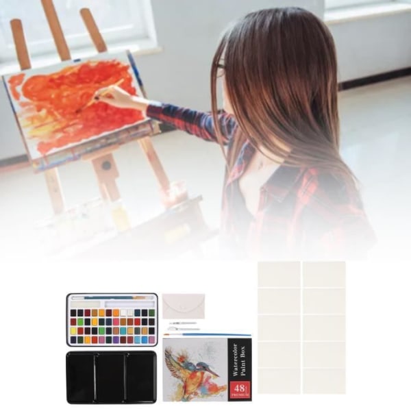HURRISE Akvarellfärgsset Akvarellset 48 färger Bärbar Ergonomisk lättviktsvattenfärgsmarkör