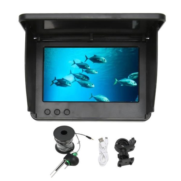 HURRISE Fishfinder Fiskekamera 5in 2500cd Ljusstyrka IPS 800X480 HD-skärm Vattentät Fishfinderkamera