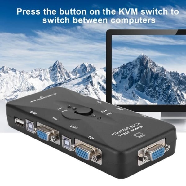 Fdit USB-hölje 4-portar USB 2.0 KVM VGA/SVGA-bildskärmsnav Datorväxlingsbox Adapterenheter för PC-tangentbord Mou