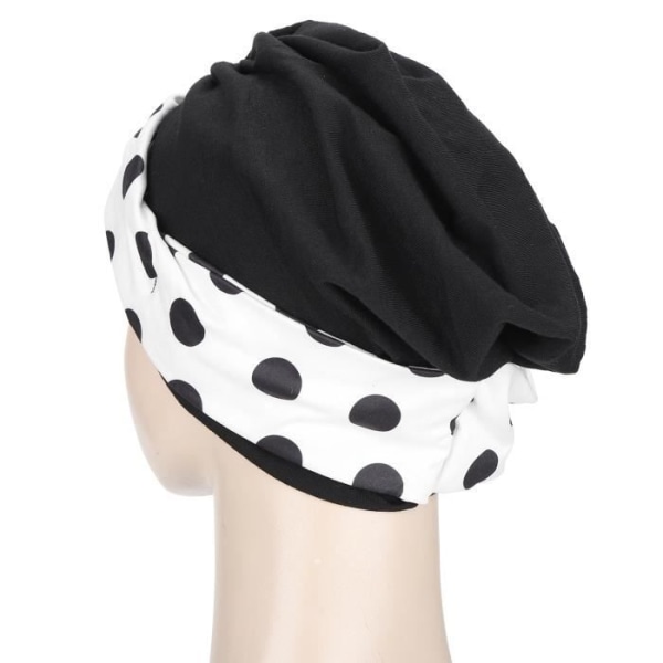 HURRISE Slouchy Beanie Turban Head Wraps Lovely Princess Polka Dot Gauze Scarf Hat Fashionable for Women (Vit)