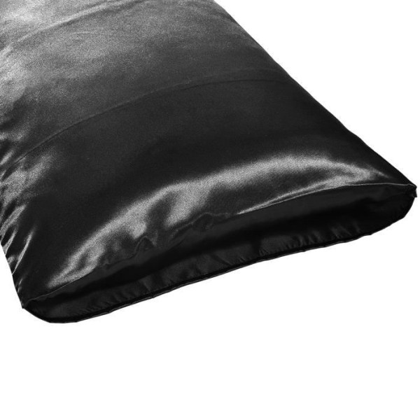 BEL-7590762088161-satin örngott Lyxiga sängkläder i mjuk och silkeslen satin, svart örngott med dragkedja, dec