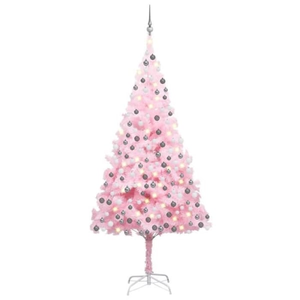 BEL-7029242355375-Konstgjord julgran med LED och bollar Rosa 240 cm PVC
