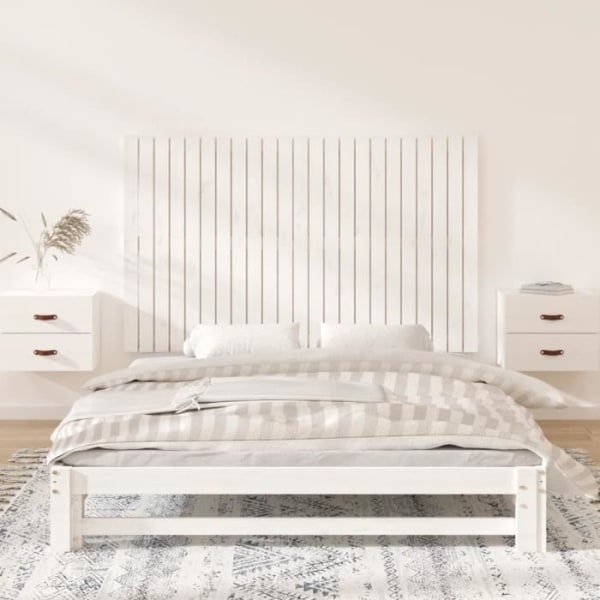 Väggmonterad sänggavel - ZJCHAO - Vit - 147x3x90 cm - Massivt trä - Klassisk - Tidlös