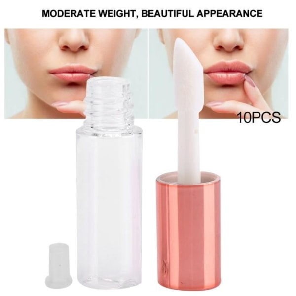XUY 10 st 1,2 ml läppglansrör DIY Small Lipstick Tube kosmetisk behållare med plugg (roséguld)