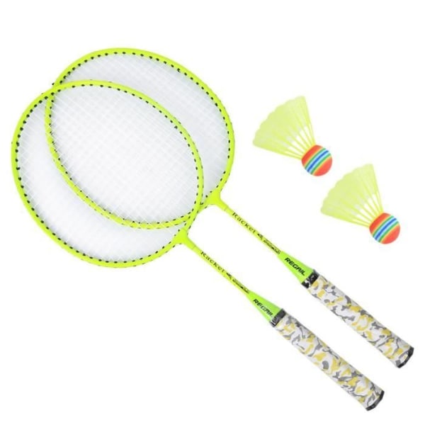 XUY Badmintonracketsats med 2 bollar Utomhussportspel Barnleksak Pojkar Flickor (fluorescerande gul)