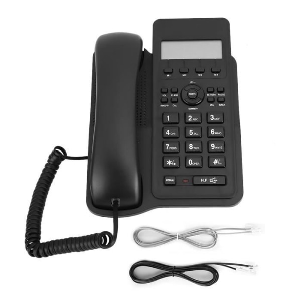 BEL-7423055275644-kx hängtelefon T7712CID Engelsk utrikeshandel fast telefon (fristående gps telefonlinje Svart