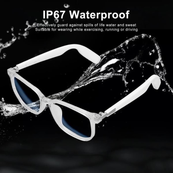 HURRISE Trådlösa glasögon Smarta glasögon Öppna öronhögtalare IP67 Vattentät blåljusblockering