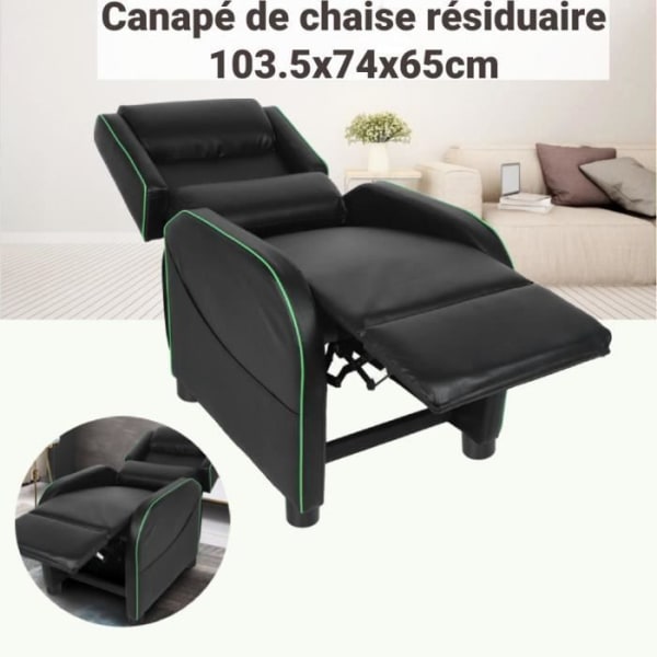 Simple Rest Fåtölj - för sovrum, vardagsrum, kontorsbalkong - 103,5 x 74 x 65 cm - Svart och grönt BEL-73