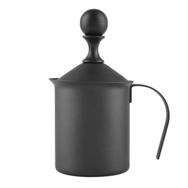 HURRISE skummande kanna rostfritt stål dubbelnät mjölkskummare manuellt kaffedekoreringsverktyg (400 ml)