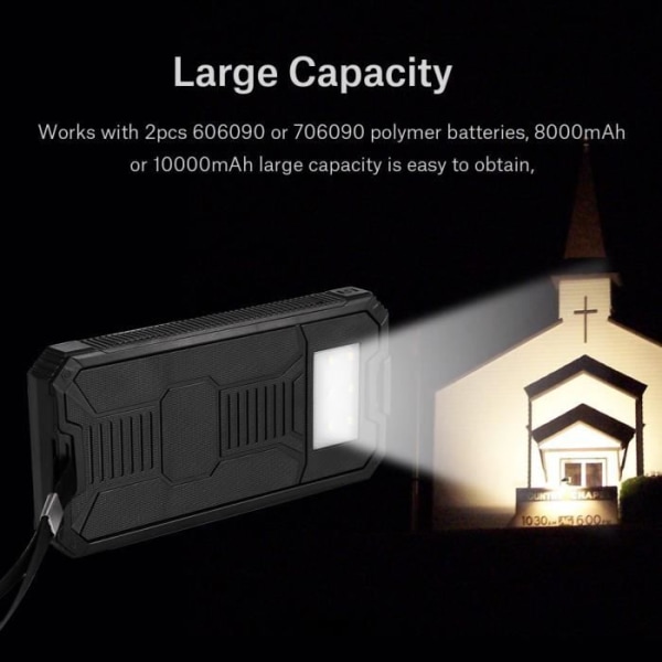 Förvaringsbox för 20000mAh snabbladdning Dual USB Fast Portable Solar Power Bank - Svart