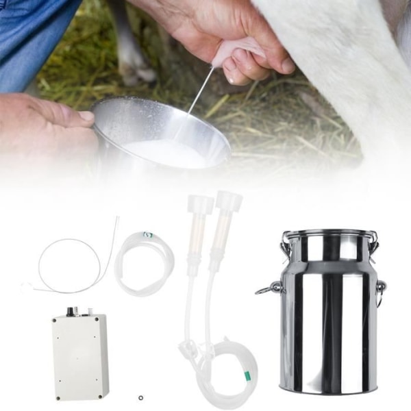 XUY 7L Mini Bärbar elektrisk mjölkningsmaskin i rostfritt stål för hushållsbruk för getfår 100-240V (EU-kontakt)