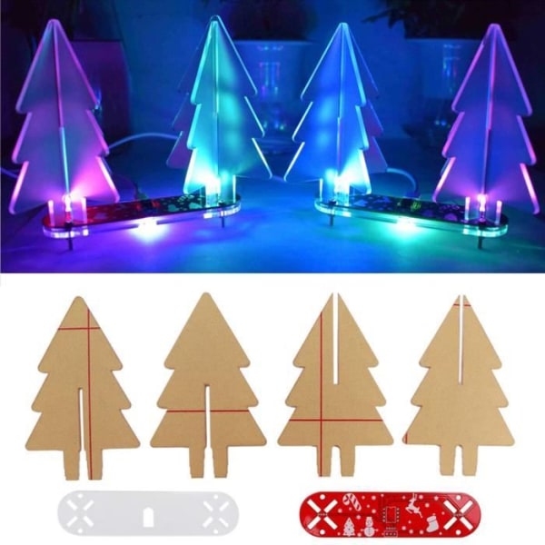HURRISE LED-blixtkretssats Tredimensionell julgran elektronisk LED-gradientsats för julfestdekoration