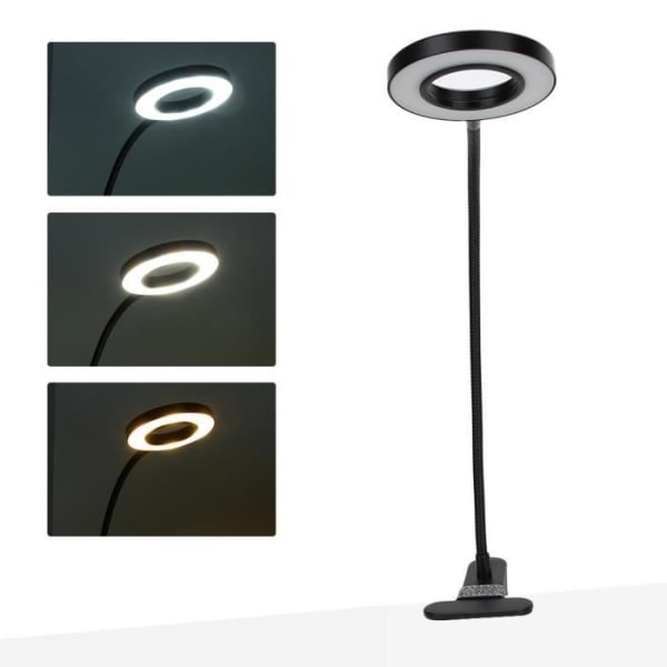 LED Clip-lampa, Makeup Tattoo Eye-Care Läsbordslampa, USB Nail Art ögonfransförlängning, svart