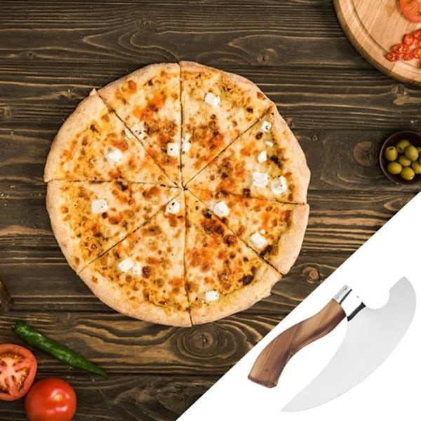 Tbest pizzaskärare Viking pizzayxa, handgjord yxa i rostfritt stål för att skära pizza Viking apparater Ugn