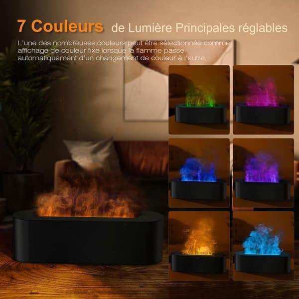Æterisk Oliediffuser - Aroma Diffuser med Skiftende Flamme i 7 Farver - 150ml Mini Ultrasonisk Luftfugter Svart