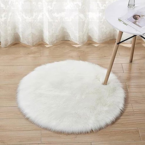 Syntetisk Pälsmatta, Ull Soffkudde för Sovrum, Vardagsrum, Barnrum Vit-60cm