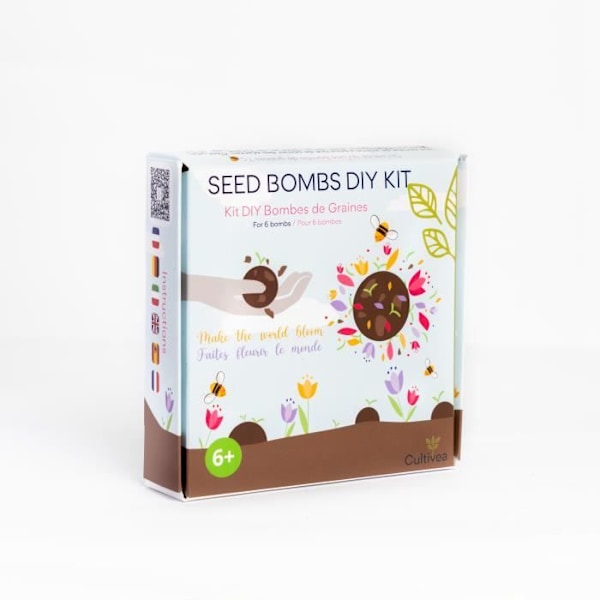 Cultivea - Redo att odla kit gör-det-själv-fröbomber - Blomplantor att plantera för bin - 100 % ekologiska frön - Trädgårdsskötsel