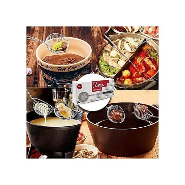Fondue-verkot - RANJI - 6 kappaletta - Ruostumatonta terästä - Helppo puhdistaa - Musta