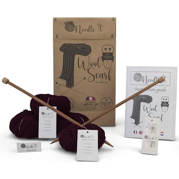Kit Tricot - NEEDLE IT - Halsduk i Ull - 70% Ull - 30% Alpacka - Nybörjare