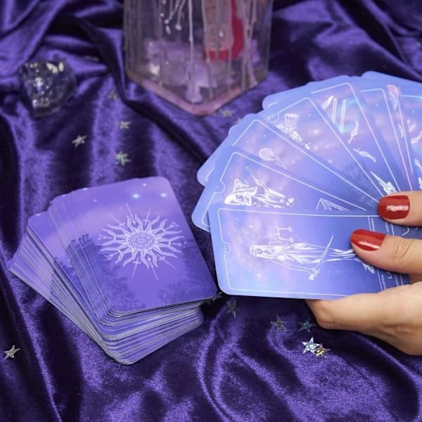 WELOONA - Tarot de Marseille Divinatory Tarot-spil (78 kort med e-bog inkluderet)
