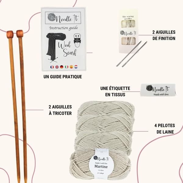 Nybörjarsätts för stickning: Beig stickad halsduk - DIY - Original presentidé Beige