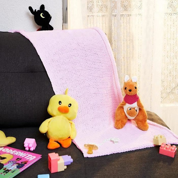 Needle It – Komplett stickningssats för nybörjare med stickor – DIY sticka babyfilt (rosa) – presentidé rosa