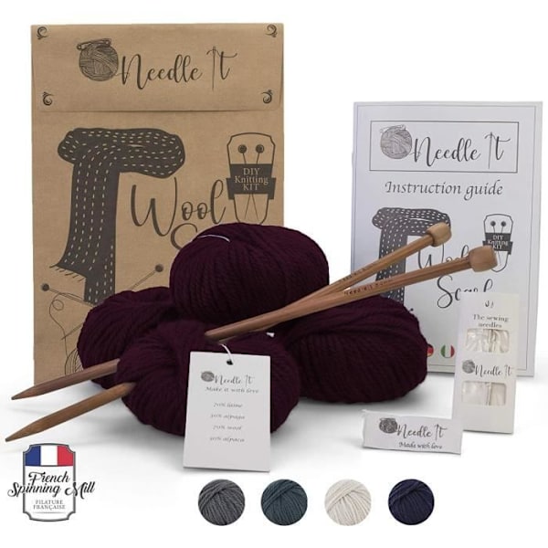 Kit Tricot - NEEDLE IT - Halsduk i Ull - 70% Ull - 30% Alpacka - Nybörjare