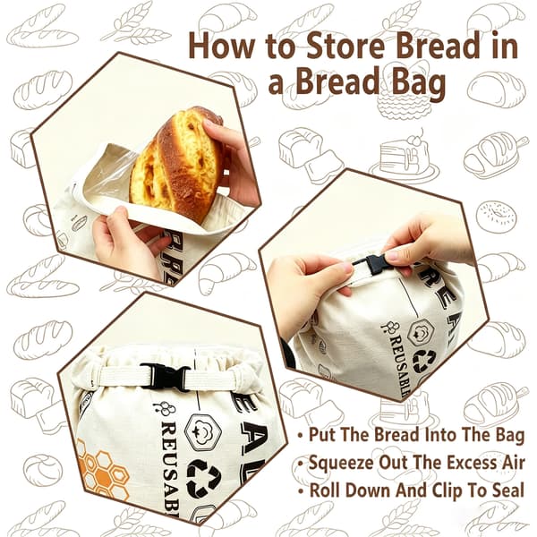 43 × 33 cm bivokspose til brød, 1/2-pak genanvendelig pose i beige til surdejsbrød, bagels og toast 2PCS