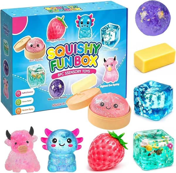 Mystery Box 8 Dele Blind Box Squishy Bløde Langsomt Stigende Stresslegetøj Fidget Legetøj Sensorisk Overraskelsesgave til Børn og Voksne