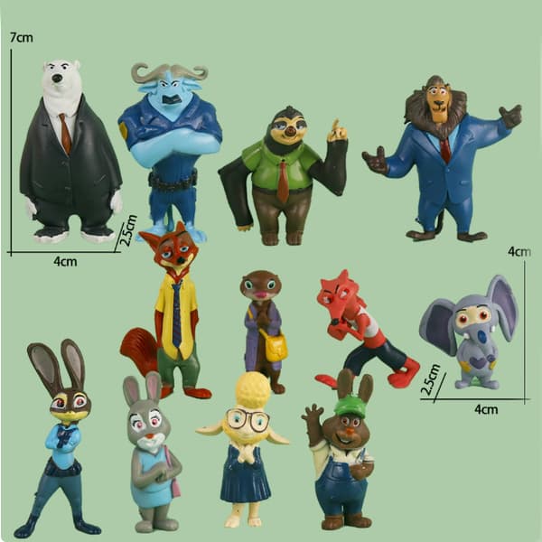 12 stk Disney Pixar Zootopia Zootropolis Legetøjsactionfigur