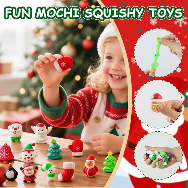 2026 Jul Squishy Adventskalender, 24 Bløde Dej Squishy Legetøj, Sensorisk Fidget Legetøj til Børn, Jule- og Fødselsdagsgave