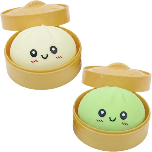 2-pak Dumpling Squishy Stressbolde, Bløde Klembare Sensoriske Fidget Legetøj Med Dampkogerdesign, Langsom Stigende, Hvid Og Grøn
