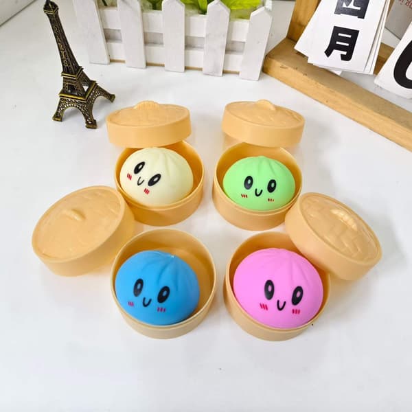 2-pak Dumpling Squishy Stressbolde, Bløde Klembare Sensoriske Fidget Legetøj Med Dampkogerdesign, Langsom Stigende, Hvid Og Grøn