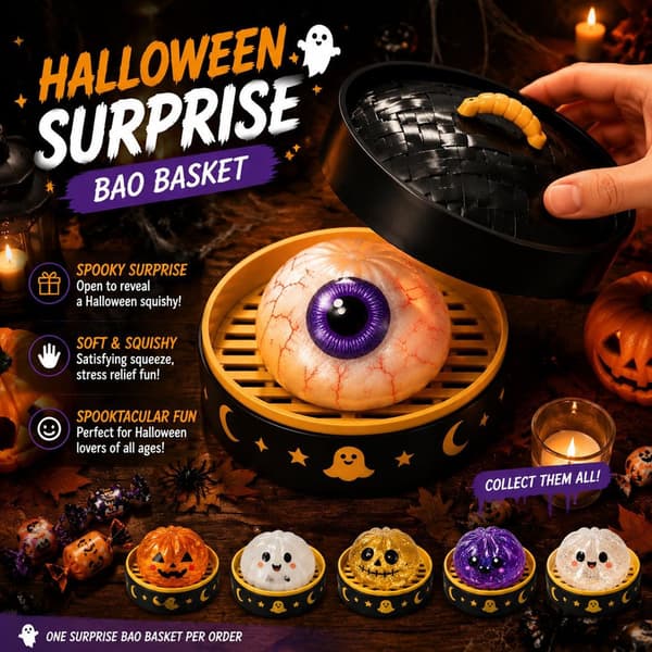 Soft Ghost Dumpling Squishy för Halloween - Långsamt stigande sensorisk leksak, rolig och avkopplande present, perfekt för fest, barn och vuxna avkoppling SZ5
