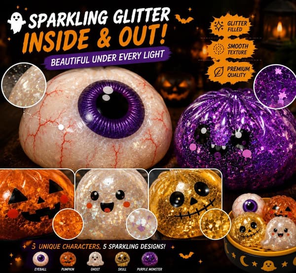 Soft Ghost Dumpling Squishy för Halloween - Långsamt stigande sensorisk leksak, rolig och avkopplande present, perfekt för fest, barn och vuxna avkoppling SZ4
