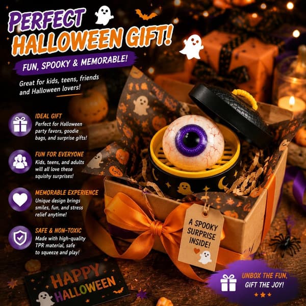 Soft Ghost Dumpling Squishy för Halloween - Långsamt stigande sensorisk leksak, rolig och avkopplande present, perfekt för fest, barn och vuxna avkoppling SZ5