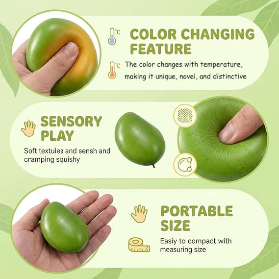 Ny 2026 Mango Squishy Stressbold, Blødt Klemmelegetøj med Realistisk Design, Sensorisk Fidget Legetøj til Børn og Afslapning 2-st, Mango