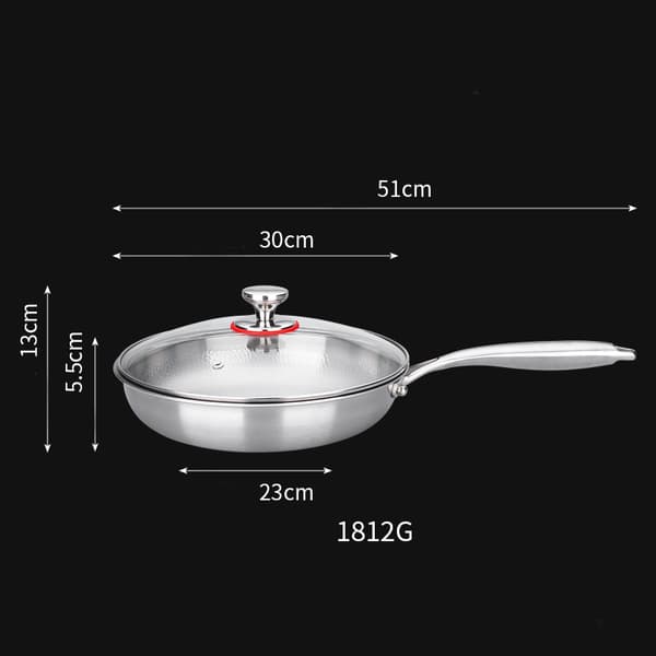 Titanium Hammered Frying Pan with Lid, Non-Stick, Even Heating, Multiple Sizes, For Induction, Gas, Electric and Ceramic Hobs 30cm
