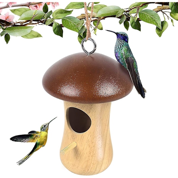 Kolibrinpesä Sieni Puinen Kolibrinpesä Ulkokäyttöön Pesintään Puutarhalahjat Koti Gar