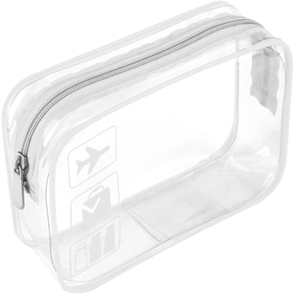 Transparent toalettmappe for reise - Quart-størrelse godkjent for væsker i håndbagasje på flyplassen, Transparent toalettmappe (Hvit)
