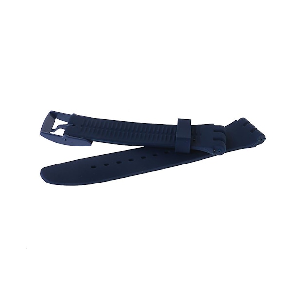 Til Swatch 16/17/19/20mm Silikone Urrem Armbånd Armbånd Slidstærkt [GGL] Midnatsblå Midnight blue 19mm