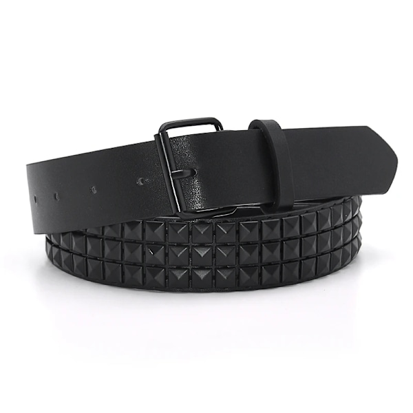 GAOKE Pyramid Rivet Waist Men & Women Studded Leather Belt Punk Rock Hardware with Pin Buckle Waist Black Jeans 03Black 03Black 110 cm