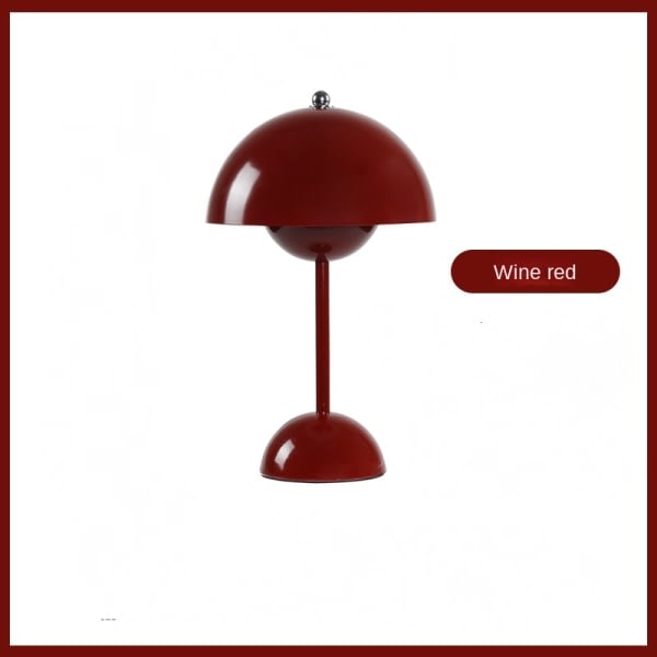 Nordisk Dansk Blomknopp Bordlampa, Bröllopsrum, Sovrum, Skrivbordsdekoration, Lampa, Sänglampa (Laddningsbar) Vinröd