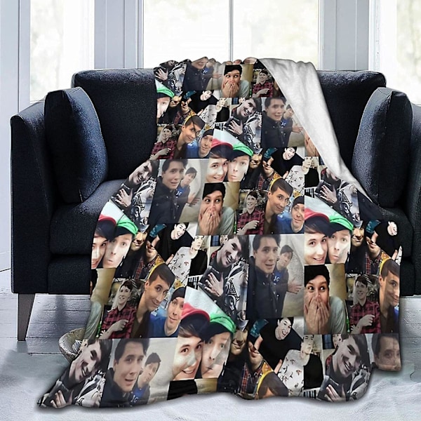 Dan And Phil Myk og Koselig Varmt Fleecepledd for Sofa, Seng, Kontor Kneppute, Seng Bil Camping Koselig Koselig Fluffy Plush Kast Pledd-b9 50x40in 125x100cm