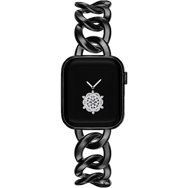 38/40/41/mm 42/44/45mm Dame Klassisk Kæde Smartwatch Rem Kompatibel til Apple Watch Serie Rem 9/8/7/SE/6/5 Stilfuld Udskiftningsrem SORT BLACK 38/40/41MM