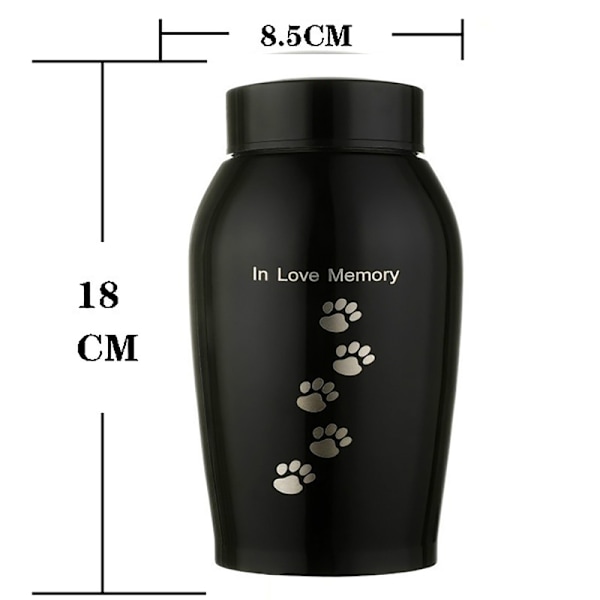 Svart/Guld Rostfritt Stål Urnor Husdjur Hund Katt Fåglar Mus Kremering Aska Urna Minnesmärke Columbarium Husdjursminnen 500ML Fotavtryck en 500ML Footprint blac