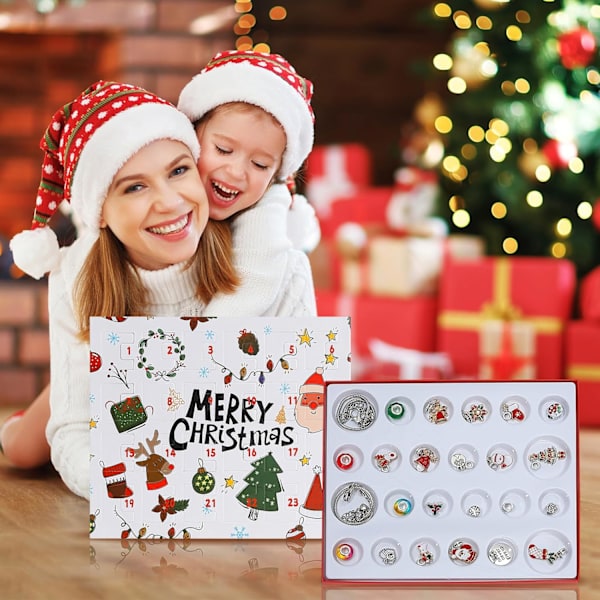 24 kpl joulukalenteri 2024 rannekoru Countdown Blind Box DIY rannekorut koriste Adventtikalenteri joululahjasetti tytöille pojille lapsille naisille