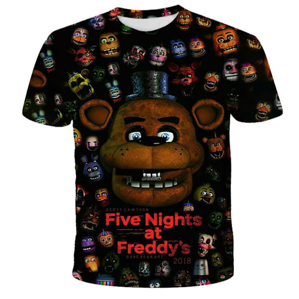 Five Nights at Freddy's FNAF Barn T-skjorte Sommer Casual Kort Ermet Tee Topper C C 160 cm