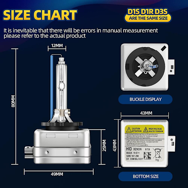 2 stk D1S D1R HID D1R 6000 K